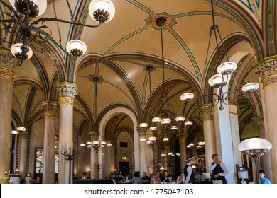 Vienna, Austria - July 1, 2020: Inside View Of Café Central.