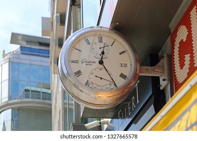 Vienna, Austria - July 12, 2015: Glashutte Original Clock Sign At Building In Vienna, Austria.