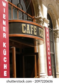 Vienna, Austria - July 17th, 2010 - Entrance Of A Viennese Coffee House 
