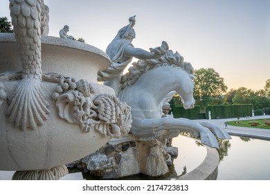 Vienna, Austria - July 2019: The Gardens Of  Schö﻿nbrunn Palace (Schloss Schönbrunn) Schonbrunn In Vienna Austria. Architectural Elements And Sculptures. OUtdoor Art