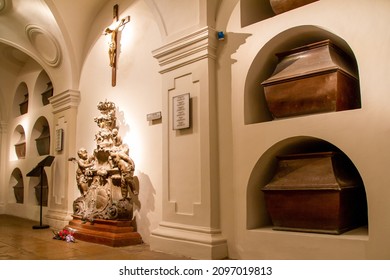 Vienna, Austria, July 21, 2021. Kapuzinergruft. The Capuchin Crypt Contains The Burials Of The House Of Habsburg Since 1633