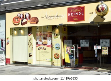 VIENNA, AUSTRIA - JULY 24, 2018: A Shop For Mozartkugeln (Eng. 