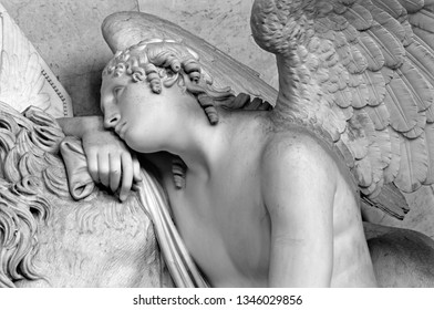 VIENNA, AUSTRIA - JULY 3, 2013: Detail of angel from tomb of Marie Christine daughter of Maria Theresia in Augustnierkirche or Augustinus chuch from years 1798 - 1805 by Antonio Canova.
