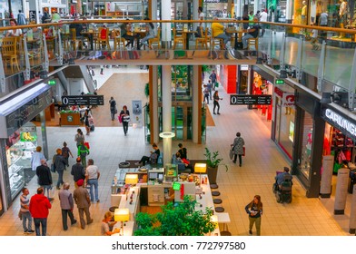 VIENNA, AUSTRIA - JUNE 07, 2017: Interior of Danube Center shopping mall (Donau Zentrum)