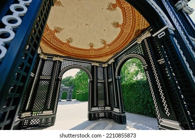 Vienna, Austria - May 17, 2022:Wooden Arbor Arch At Schonbrunn Palace In Vienna, Austria.