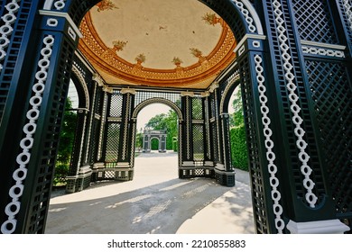 Vienna, Austria - May 17, 2022:Wooden Arbor Arch At Schonbrunn Palace In Vienna, Austria.