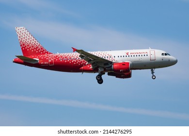 Vienna, Austria - May 20, 2018: Rossiya Airlines Airbus A319 VP-BIQ Passenger Plane Arrival And Landing At Vienna Airport