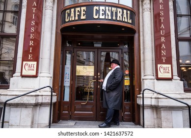 Vienna, Austria - May 30, 2019. The Entrance Of Café Central. Café Central Is A Traditional Viennese Café Located At Herrengasse 14 In The Innere Stadt.