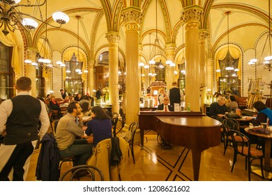 VIENNA, AUSTRIA - NOVEMBER  2017: The Legendary Café Central In Innere Stadt (Inner City), Vienna, Austria