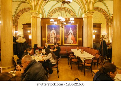 VIENNA, AUSTRIA - NOVEMBER  2017: The Legendary Café Central In Innere Stadt (Inner City), Vienna, Austria