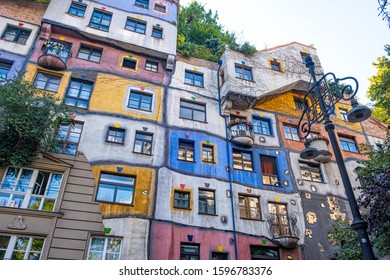 Vienna, Austria - November 29, 2019: The Hundertwasserhaus apartment block in Vienna, Austria.