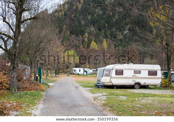 VIENNA ,AUSTRIA -November 9 ,2015-Caravan area for van\
type camping people to relax and do family activity on holiday on\
Vienna ,Austria. 