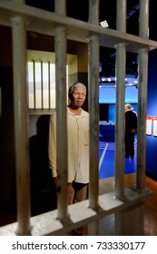 VIENNA, AUSTRIA - OCT 4, 2017: Nelson Rolihlahla Mandela In Prison, President Of South Africa, Madame Tussauds Wax Museum In Vienna.