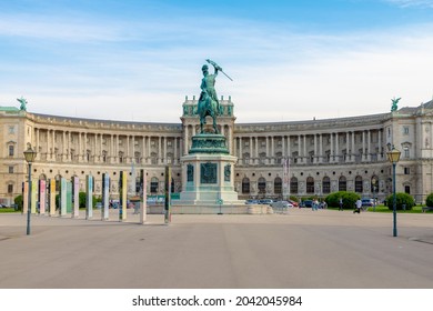 VIENNA, AUSTRIA - September 07, 2021: Cityscape of long ring road of Vienna, Imperial Palace is one of the biggest complexes in the world, The Hofburg is the former principal of the Habsburg dynasty.
