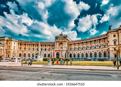 VIENNA, AUSTRIA- SEPTEMBER 10, 2015: Hofburg Palace .Austrian National Library is the largest library in Austria, with 7.4 million items in its various collections.Austria