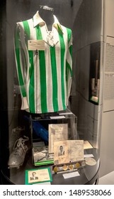 Vienna, Austria - September 2018: Ernst Happel Shirt And Other Personal Possessions At Theexposition Of The Museum At Allianz Stadion 