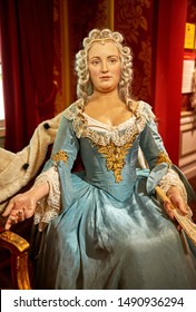 Vienna, Austria - September 2018:  Maria Theresia wax figure in Madame Tussauds museum