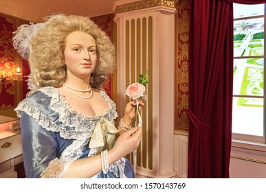 Vienna, Austria - September 2018:  Marie Antoinette wax figure in Madame Tussauds museum
