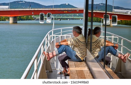 Vienna, Austria - September 2018: Passengers On The Boat During River Cruise