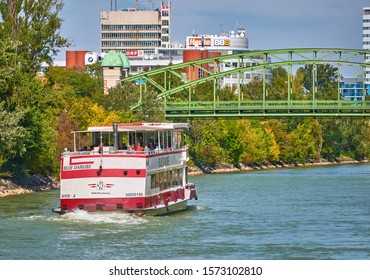 Vienna, Austria - September 2018: View On Danube During River Cruise