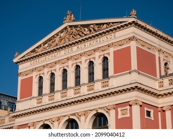 Vienna, Austria - September 25 2021: Wiener Musikverein Concert Hall Run By The Gesellschaft Der Musikfreunde 