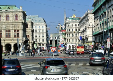 Vienna, Austria/2017.03.13/View The Beautiful City Streets And Public Transport In Vienna, Austria.