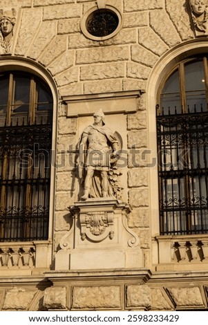 Vienna, the capital of Austria city sights. Great architecture of a beautiful city Wien with statues, domes and decoration. Museum, palace and government historical buildings in Vienna