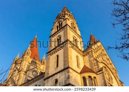 Vienna, the capital of Austria city sights. Great architecture of a beautiful city Wien with statues, domes and decoration. Museum, palace and government historical buildings in Vienna