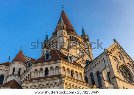 Vienna, the capital of Austria city sights. Great architecture of a beautiful city Wien with statues, domes and decoration. Museum, palace and government historical buildings in Vienna