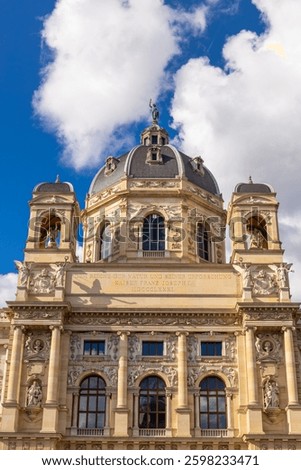 Vienna, the capital of Austria city sights. Great architecture of a beautiful city Wien with statues, domes and decoration. Museum, palace and government historical buildings in Vienna