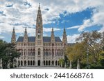 Vienna City Hall (German: Wiener Rathaus), the seat of local government of Vienna, Austria, located on the Rathausplatz in the Innere Stadt district. Constructed from 1872-1883 in a neo-Gothic style.