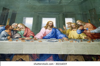 VIENNA - JANUARY 15: Mosaic of Last supper of Jesus by Giacomo Raffaelli from year 1816 as copy of Leonardo da Vinci work on January 15. 2013 in VIenna.