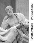 Vienna - The philosopher statue in front of the Parliament building in winter - Herodotus