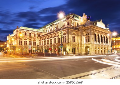 Vienna 's State Opera House At Night, Austria