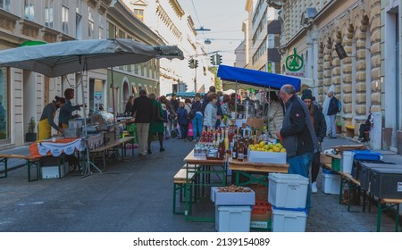 Vienna - September 30, 2017 - Busy Street Market