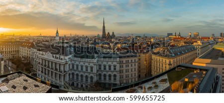 Vienna skyline panorama at sunset