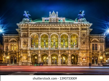 Vienna state opera in the night with long exposure shot  - Powered by Shutterstock