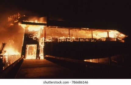 Vienna, Virginia. USA, 4th April,1982
The Filene Center, At Wolf Trap National Park For The Performing Arts,is Destroyed  In A Spectacular Four-alarm Fire That Sent  Flames Leaping 50 In The Air