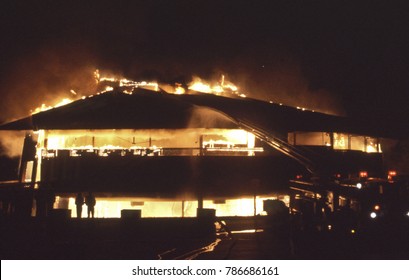 Vienna, Virginia. USA, 4th April,1982
The Filene Center, At Wolf Trap National Park For The Performing Arts,is Destroyed  In A Spectacular Four-alarm Fire That Sent  Flames Leaping 50 In The Air