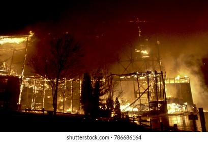 Vienna, Virginia. USA, 4th April,1982
The Filene Center, At Wolf Trap National Park For The Performing Arts,is Destroyed  In A Spectacular Four-alarm Fire That Sent  Flames Leaping 50 In The Air