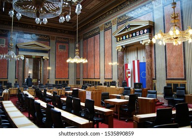 Vienna/Austria - July 5, 2011: Parliament Building On The Ringstrasse - Interiors - Chamber Of The Federal Council (Bundesrat)