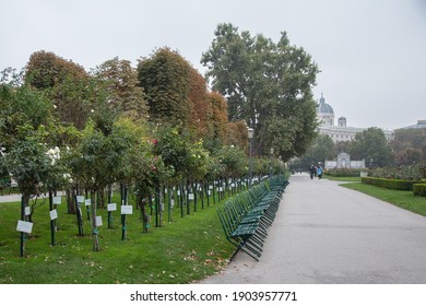 Vienna-October 19, 2019: Visiting The Rose Garden As A Part Of The  Public Volksgarten Built In A Formal French Baroque Architecture