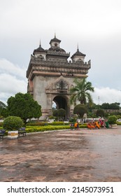 VIENTIANE, LAOS - AUGUST 20: Patuxai, It's a war monument in the centre of Vientiane. The Patuxai is dedicated to those who fought in the struggle for independence from France on Aug 20, 2011