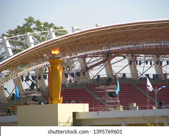 Vientiane, Laos - December 12, 2009: View Of The Lao National Stadium During  2009 Southeast Asian Games