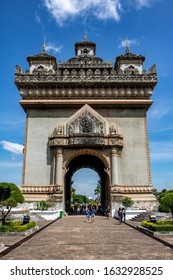 VIENTIANE, LAOS, OCT 30 2016, Gate of Triumph - Patuxai, war memorial at Vientiane city, Laos.