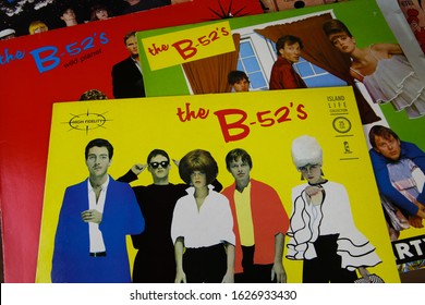Viersen, Germany - January 6. 2020: View On Covers Of The B-52´s Band Vinyl Record Collection