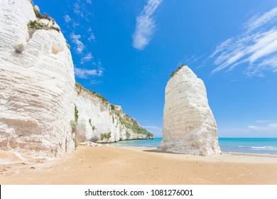 Vieste, Italy, Europe - Chalk Cliffs At The Beach Of Vieste