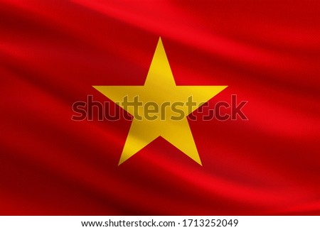 Vietnam flag with fabric texture