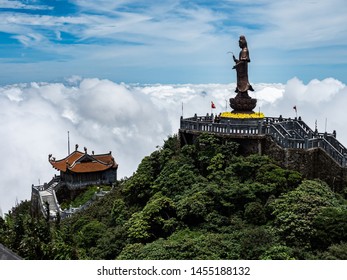 Vietnam Sapa Fansipan mountain view with statue