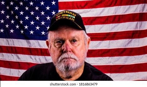 Vietnam Vet Looking Away From Camera With A Lost Look